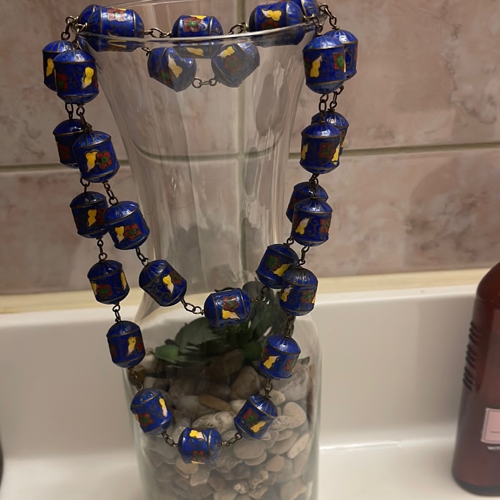 Cloisonné Barrel Bead Necklace